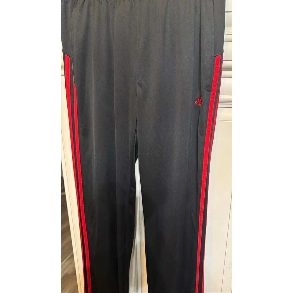 Adidas Youth Three Stripes Drawstring Athletic Track Pants Black Red Size XL